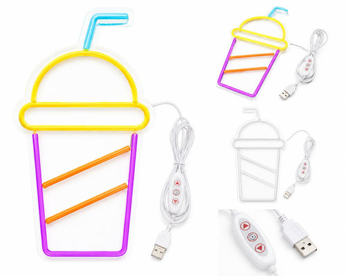 28*17لافتة نيون LED شكل مشروب بارد
