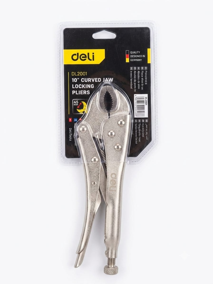 كماشة قفل ديلي Deli DL2001 مقاس 10 إنش بفك منحني (Curved Jaw Locking Pliers)